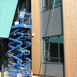exterior building cleaning at the new build at Gloucestershire collage
